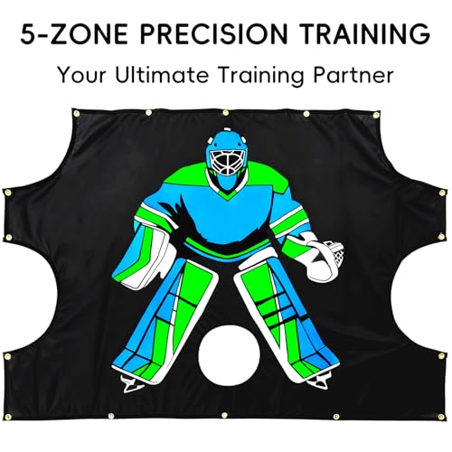 Doublehorse Ice Hockey Training Target - Durable Quick Install PVC Goalie for Shotting Accuracy Skill Development Suit Indoor Outdoor All Weather - for Youth Adults with 5 Hole - 1 Piece