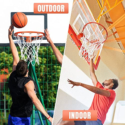 2Pcs Heavy Duty Basketball Net Replacement Fits Standard 12 Loop Basketball Hoop Net for Indoors and Outdoors Gym Equipment