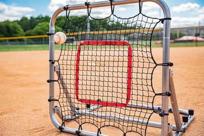 Baseball Softball Pro Rebounder Net 3'x3' -Portable Pitch Back Screen, Practice Game-Speed High Velocity reps- Fielding, Throwing, Catching Drills, Upgraded Non-Slip Base Pads, Durable Indoor/Outdoor