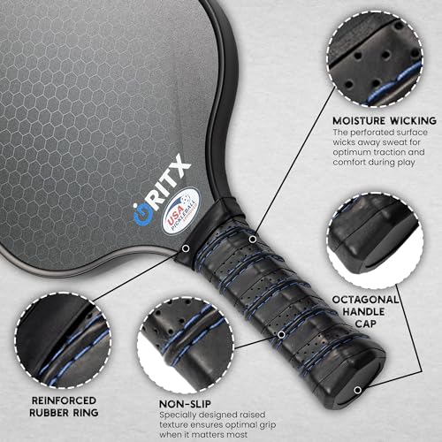 Pickleball Paddle Set | 2 Lightweight Pickleball Rackets w/Fiberglass Surface & 5-Inch Non-Slip Handle, 4 Balls, 1 Carry Bag | USAPA Approved Set for Men & Women - color: Black