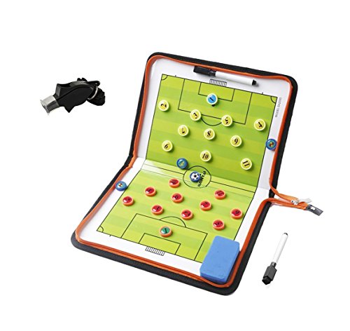 Football Soccer Coaches Magnetic Tactic Board,Dry Erase Coaching Clipboard,Foldable and Portable Coach Tool,Extra Professional Whistle Included