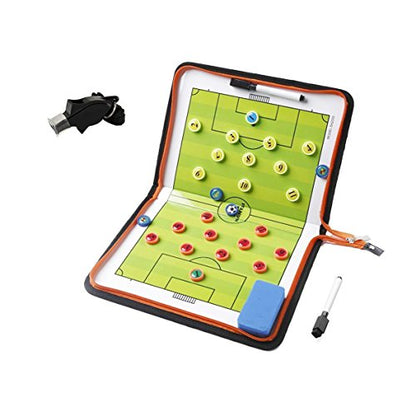 Football Soccer Coaches Magnetic Tactic Board,Dry Erase Coaching Clipboard,Foldable and Portable Coach Tool,Extra Professional Whistle Included