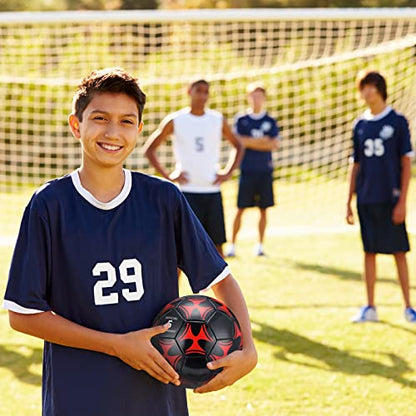 Deekin 6 Pcs Soccer Ball Bulk with Pump Needle Size 5/4/3 Deflated Official Soccer Ball for Indoor Outdoor Sport Training Practice Accessories for Child Teen Adult Game Training - size: Size 4