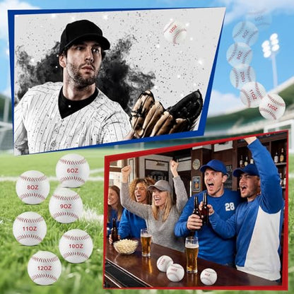 Jenaai 6 Pcs Weighted Training Baseballs Bulk 6oz to 12oz Weighted Softballs with Drawstring Bag for Hitting, Pitching Practice Strength Development - color: White, size: 9"
