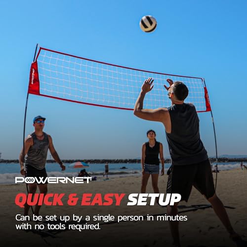 PowerNet Portable Volleyball Net for Backyard Training, Indoor Outdoor Volleyball Practice Equipment, Great for Hitting Serving Drills Small Scrimmage or 1 On 1 Game - size: 20-Foot