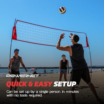 PowerNet Portable Volleyball Net for Backyard Training, Indoor Outdoor Volleyball Practice Equipment, Great for Hitting Serving Drills Small Scrimmage or 1 On 1 Game - size: 20-Foot