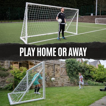 QUICKPLAY Q-Fold Soccer Goal | 30-Second Folding Design for Easy Setup | Portable & Weatherproof uPVC Soccer Goal for Backyard | Durable Post for Adults & Kids - style: 8 x 5'
