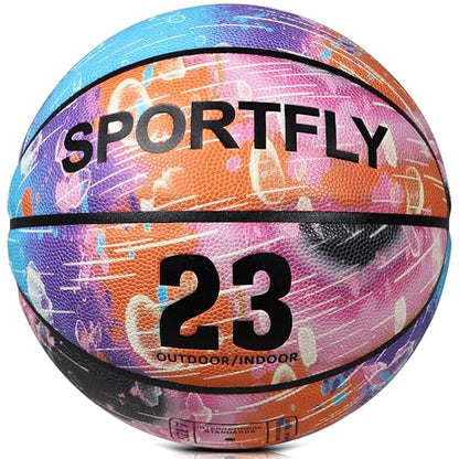 Glow in The Dark Basketball, Glowing PU Leather Basketball, Luminous Training Basketball Size 7 Gift for Men Women, Indoor Outdoor Night Basketball Game