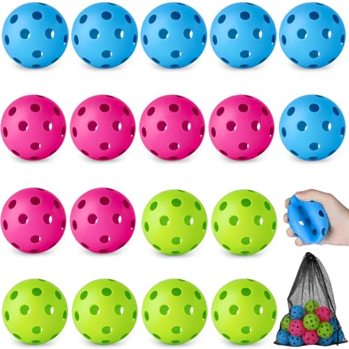 Coopay 18/36 Pack Plastic Baseballs Soft Baseballs Practice Balls Lightweight Hollow Training Balls with a Drawstring Bag for Hitting Pitching Batting Indoor Outdoor Sport - color: Green, Blue, Pink, style: 18 Pack
