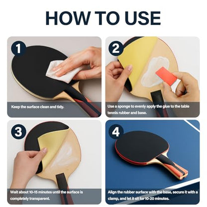 100ml Table Tennis Glue, Racket Adhesive for Rubber Replacement and Blade Maintenance, Ping Pong Paddle Glue with Sponge Applicators for Smooth Assembly