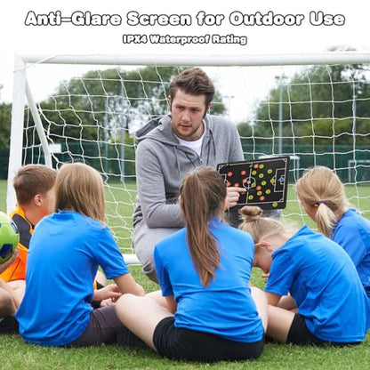 Soccer Coaching Board, 16" LCD Magnetic Screen with 25 Magnets - Electronic Tactics Board for Training, 0.3s One-Touch Erase & Lock, IPX4 Waterproof Portable Design, Includes Stylus Pen