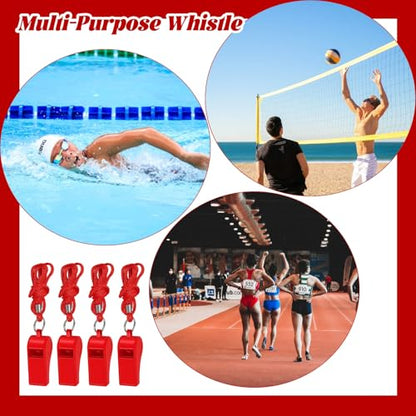 Retainbre 48 Pcs Coach Whistle with Lanyard Lifeguard Whistles Bulk Plastic Sports Loud Referee Whistle for Adults Emergency Teachers Training