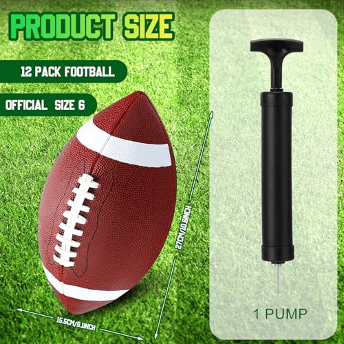 Jerify 12 Pcs Composite Leather Footballs Official Composite Ball Inflatable Football with Pump Indoor Outdoor Football Bulk for Training and Recreational Play - size: Size 6