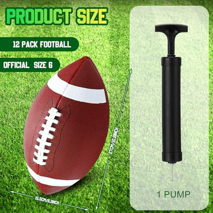 Jerify 12 Pcs Composite Leather Footballs Official Composite Ball Inflatable Football with Pump Indoor Outdoor Football Bulk for Training and Recreational Play - size: Size 6