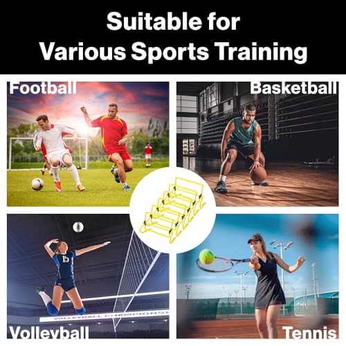 Japard 6 Pcs Agility Hurdles Speed Training Equipment, 4 Height Adjustable Setting, Soccer Training Equipment for Youth Adults