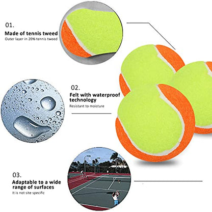 URBEST Tennis Ball 12 Packs Training Tennis Balls Practice Balls for Novice Player, Pet Dog Playing Balls with Mesh Carry Bag - color: Yellow-orange