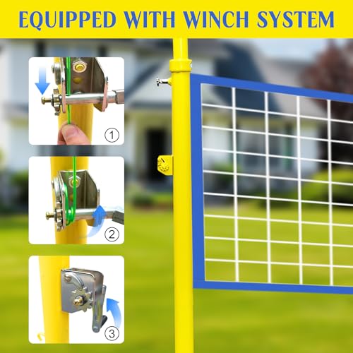Indoor Volleyball Net, Easy to Install 8ft Professional Volleyball Post,20 ft Long,Adjustable Height,for Indoor Gym Floor Outdoor Backyard