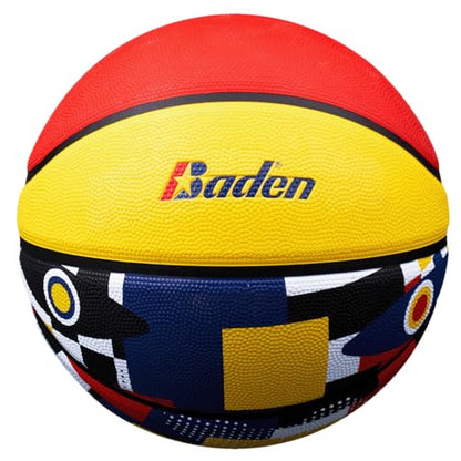 Baden | Legend Court Canvas | Creative Design Outdoor Rubber Game Basketball | Youth & Adult Size 5,6,7 - color: Blue/Yellow/Red, size: Size 5 (27.5")