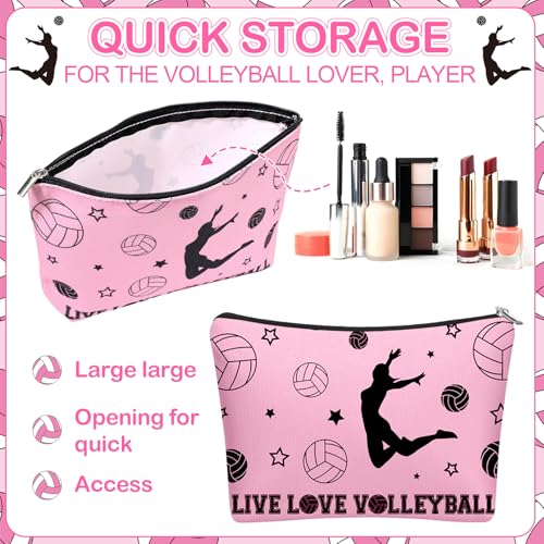 10 Pcs Volleybal Makeup Bag Gifts for Women Ladies Sport Inspirational Zipper Volleybal Cosmetic Pouch Bulk Travel Toiletry Bags Accessories for Sports Lovers Players Coach Team Gifts