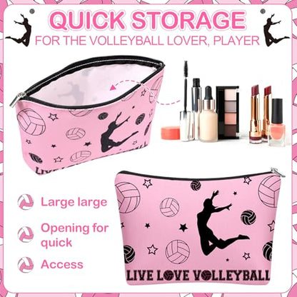 10 Pcs Volleybal Makeup Bag Gifts for Women Ladies Sport Inspirational Zipper Volleybal Cosmetic Pouch Bulk Travel Toiletry Bags Accessories for Sports Lovers Players Coach Team Gifts