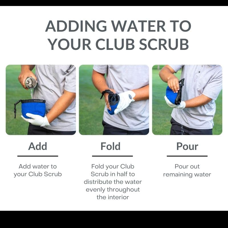 Club Scrub Towel Pro, Golf Club and Ball Cleaning Pouch with Attached Towel, Waterproof Exterior, Clean Face Technology Liner, Machine Washable, Cleans Club Grooves, Waffle-Weave Microfiber (Blue) - color: Blue