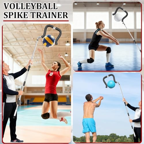 Volleyball Spike Trainer, Retractable Length 64"-85" Volleyball Hitting Trainer - Real Ball Feel for Serving/Spiking/Jump Training - Perfect for Beginners & Pros (No Ball Included)