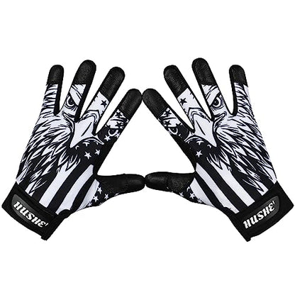 Hushe' American Flag Batting Gloves & Softball Gloves USA Flag Baseball Batting Gloves Youth Kids Baseball Batting Glove for Youth Men Adult & Unisex. - color: Black Eagle, size: Adult X-Large
