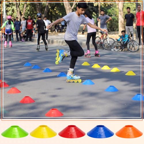 Yunsailing Soccer Cones with Straps Set, Disc Training Cones Bulk Agility Cone Sports Cone for Drills, Challenge, Football, Basketball, Skating, Coaching, Practice Equipment, Indoor, Outdoor