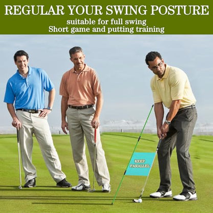 Seticek Golf Alignment Sticks 2 Pack,Upgraded 48" Collapsible Alignment Stick Golf Training Aid for Aiming, Putting, Swing Trainer, Golf Training Sticks with Clear Tube Case - color: Green, style: 2 Pack