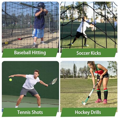 BaseGoal Baseball & Softball Backstop Nets, Heavy Duty Sports Practice Nets, Sports Netting Barrier,DIY Ball Net,Hitting Net for Baseball, Hockey, Soccer, LAX and More
