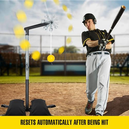 PLAYAPUT Baseball Softball Batting Tee with Tethered Ball, Auto Reset Baseball Swing Trainner, Softball Hitting Trainner, Height Adjustable 20-45 inches Hitting Tee Improve Swing Power,Accuracy