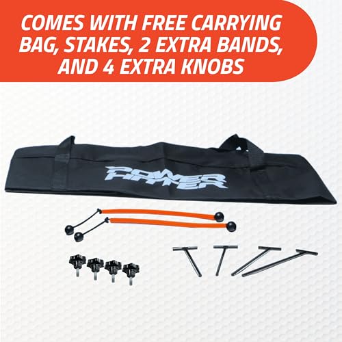 Anytime Baseball Power Hitter Baseball Swing Trainer for Baseball & Softball - Durable Baseball Training Equipment with High-Visibility Hitting Stick & Head - Carrying Case, Extra Bands & Stakes