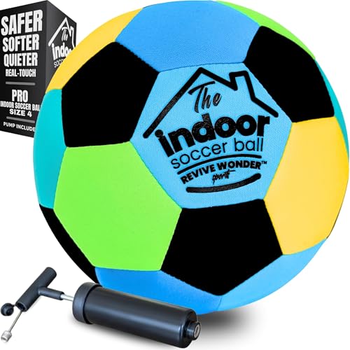 The Indoor Ball — Soft Foam Padded Size 4 Soccer Ball for Kids (Ages 3+) — Essential House Ball or Soccer Gift for Quiet Juggling and Indoor Training — Realistic Touch - color: NeonTide