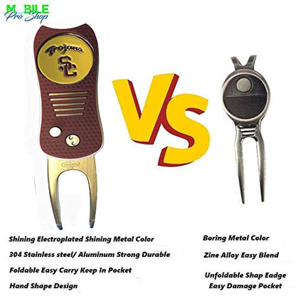 Switchblade Divot Repair Tool with Logo Printed Removable Magnetic Ball Marker-Best Divot Fixer - style: Southern California Trojons