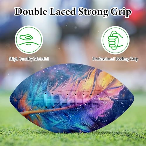 American Football, Official Size 11.9 x 7.3 Inch, Premium Composite Leather High-Grip Ball with Pro-Style Lacing, Unique Prints for Training, Games & Gifts - color: Galaxy Plume