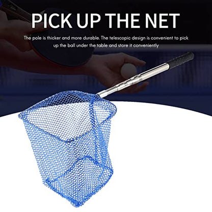 Portable Telescopic Scoop Net Table Tennis Ball Picker Net Table Tennis Ball Picker Container Training Tool for Ball, Blue