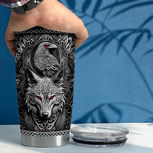 Viking Cup Tumbler 20oz Viking Gifts for Men Vikings Stainless Steel Insulated Tumblers Coffee Travel Drinking Mug Gift for Birthday Christmas - color: Viking 1