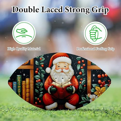 American Football, Official Size 11.9 x 7.3 Inch, Premium Composite Leather High-Grip Ball with Pro-Style Lacing, Unique Prints for Training, Games & Gifts - color: Santa Claus