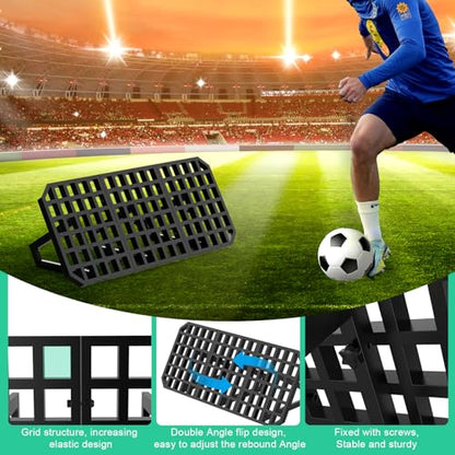 Soccer Rebounder Board, 2-Angles 2 Surfaces Portable Passing Board, Rebound Board, Soccer Wall for Backyard, Enhanced Rebound Performance for Passing & Reaction Skills - Soccer Training Equipment