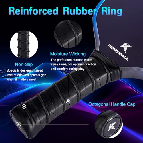 Premium Pickleball Paddles Set Fiberglass Carbon Fiber Pickleball Paddle Lightweight for Outdoor Indoor Use with Rackets for Men Women and All Ages