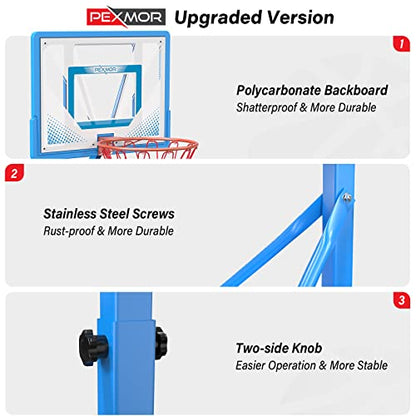 PEXMOR Pool Basketball Hoop & vplleyball Poolside, Portable for Swimming Pool, Upgraded Water Basketball Backboard Stand for Pool Indoor Outdoor - style: Blue