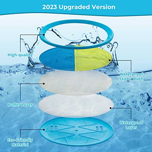 Kids Toys - Outdoor Games, Beach Toys, Toss and Ball Set with 4 Paddles and 3 Balls, Perfect Beach Games Sets Playground Sets for Backyards Easter Gifts for Kids/Adults/Family (Blue+Light Yellow) - color: Light Blue