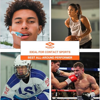 Shock Doctor Mouth Guard, Custom Fit Football Mouth Guard, Moldable Mouth Guard Boxing, Lacrosse, Hockey, MMA, Football & More, Mouthpiece, Mouthguard Sports, Adult & Youth - size: Youth - STRAPPED