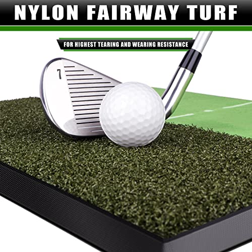 CHAMPKEY Heavy-Duty Golf Hitting Mat - Swing Path Feedback Golf Practice Mat - Ideal for Indoor and Outdoor Training - size: 13" x 17", style: Impact & Fairway Mat with 2 Pads