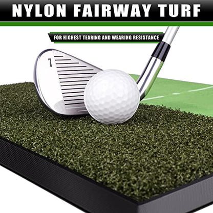 CHAMPKEY Heavy-Duty Golf Hitting Mat - Swing Path Feedback Golf Practice Mat - Ideal for Indoor and Outdoor Training - size: 13" x 17", style: Impact & Fairway Mat with 2 Pads