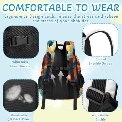 Soccer Backpack for Kids,School Bookbag Large Capacity Adjustable Bookbag Durable Lighting Multi Pockets School Bag Daypack Travel (Soccer) - color: Soccer