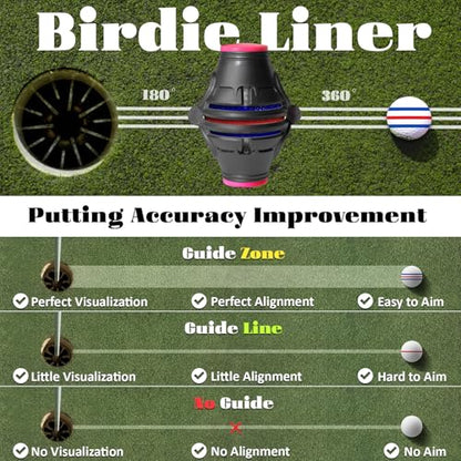 1 Pack 360° Triple Line Golf Ball Marker，Golf Ball Line Marker Tool，Golf Ball Marker Stencil，Alignment Ball Marker，Golf Accessories - color: 1 Pack 360° Triple Line Golf Ball Marker（Black&Pink）