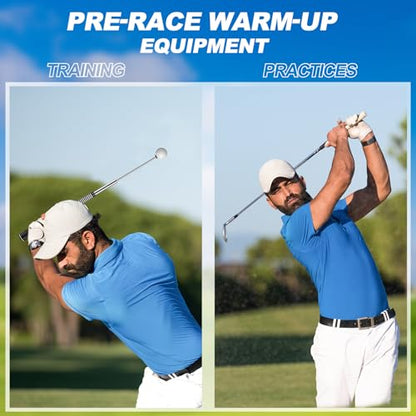 5-in-1 Retractable Golf Swing Training Aid, Indoor & Outdoor Practice Golf Swing Trainer with Arm Band Right/Left-Handed Swing Mechanics for Beginners & Tempo Training for Advanced, Click Feedback