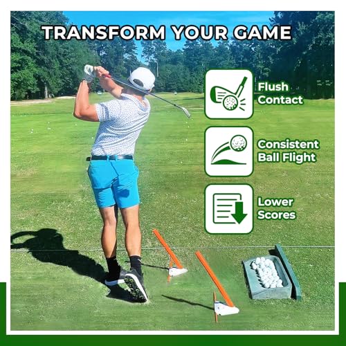 Golf Swing Training Aid - Alignment Discs & Rods | Corrects Setup, Posture, Swing Plane & Path to Fix Slice and Hook | Achieve Consistent Contact, Increase Distance & Accuracy