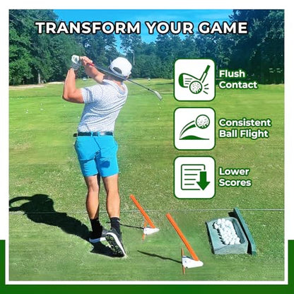 Golf Swing Training Aid - Alignment Discs & Rods | Corrects Setup, Posture, Swing Plane & Path to Fix Slice and Hook | Achieve Consistent Contact, Increase Distance & Accuracy